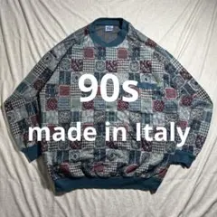 【希少】90s vintage 総柄ニット イタリア製 3Dパッチ L相当