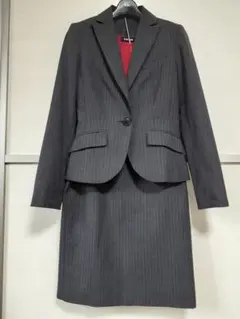 グレー ストライプ ビジネススカートスーツ