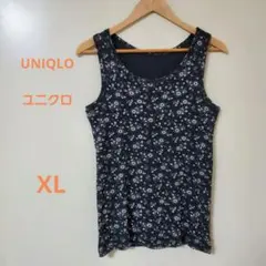 【最終価格】UNIQLO ユニクロ ブラック 花柄 タンクトップ XLのサムネイル