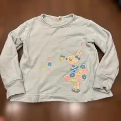 ウサギ刺繍 水色 トレーナー