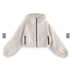 新品グレイル　アイボリー ボアジャケット フード付き