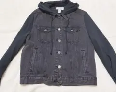 Forever21 フード付きダークグレーデニムジャケットのサムネイル