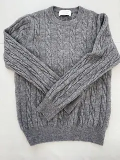 CASHMERE ケーブル編みセーター グレー
