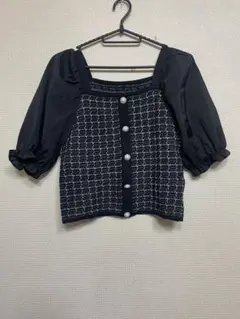 FUN クロップトップ，サイズ:F黒色のサムネイル