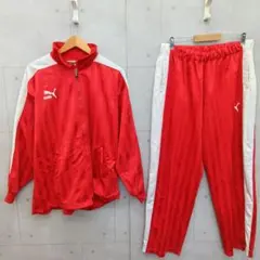 PUMA ジャージ セットアップ レッド ビッグロゴ ストライプ オーバー