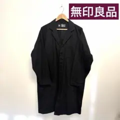 無印良品　ステンカラーコート　スプリングコート　メンズ ブラック　黒　XL