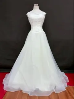 特別セール T-401-81 中古ウエディングドレス☆オフホワイト⭐︎9TF 