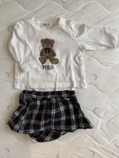 POLO Baby テディベア 長袖Tシャツ＆チェックブルマ 70のサムネイル