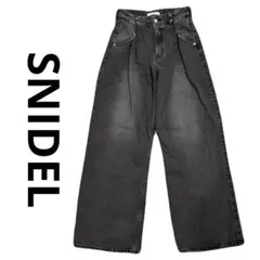 美品 SNIDEL スナイデル ワイドデニム ハイウエスト ブラック 黒 M
