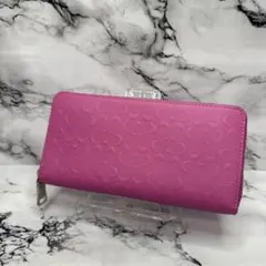 (未使用品)大人気、コーチ、長財布、ラウンドジップ、オールレザー、エンボス、シボ