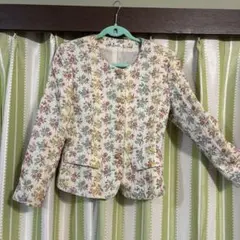 花柄刺繍ノーカラージャケット