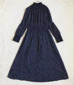 【極美品】 ロイスクレヨン ロングワンピース 長袖　ドット ギャザー ハイネック