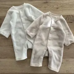 【着画あり】(60-70cm) 2枚セット フリース ファー ロンパース