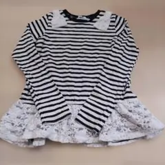 BREEZE ストライプ柄 レース付き 長袖カットソー 140cm