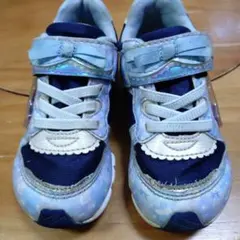 ムーンスター LUVRUSH リボン 水色　16㌢EE 女の子　靴