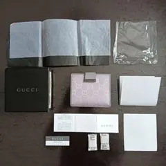 【未使用​/付属品完備】GUCCI グッチ 二つ折り財布 GGキャンバス ピンク