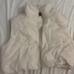 ホワイト ダウンベスト フロントジッパー
