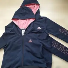 新品 adidas パーカー navy × pink 2枚 130cm