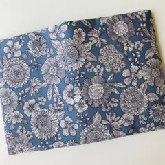 【No.43】文庫本ブックカバー (花／花柄／水色／布製)