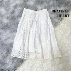 BEATING HEART ドット 個性的 ホワイト フレアスカート