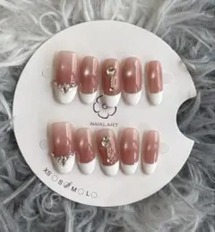 624 極上品ネイルチップ　新品　フレンチネイルセット　Sサイズ