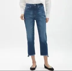 GU デニム カットオフストレートジーンズ