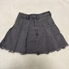 グレー デニム プリーツスカート