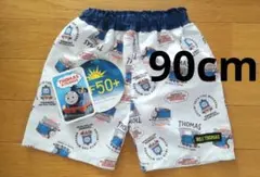 美品★トーマス★ベビー水着★男子用水着★90cm★ホワイト/ブルー★総柄★
