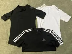 【3着セット】adidas Techfit Tシャツ 3本ライン L 黒 白