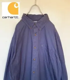 90s カーハート ワークシャツ 長袖 刺繍Cロゴ ビッグシルエット