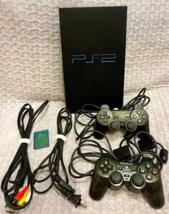 【ジャンク】　PS2　本体　コントローラー、メモリーカード付