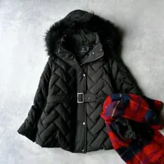 23区 3way ラクーンファー ダウンコート 大きいサイズ　ベルト　フード46