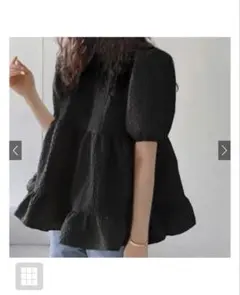 ふくれジャガードペプラムトップス