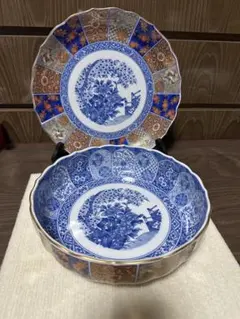 古伊万里 骨董品 幕末～明治頃 ベロ藍 菊 牡丹 染付手書き 大鉢 - メルカリ