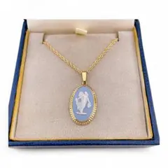 ウェッジウッド WEDGWOOD ジャスパー カメオ ネックレス ゴールド 青