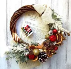 クリスマスハーフリースナチュラルガーデンボタニカルサイドリボンハンドメイド送料込