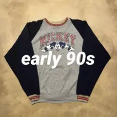 【90s Disney】レア 赤タグ ミッキー ラグランスウェット