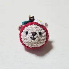あみぐるみりんご頭巾のくまさんチャーム