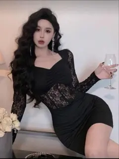 shein 長袖ドレス L