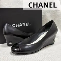 CHANEL 2011 LAMBSKIN CC WEDGE PUMPS 35.5のサムネイル