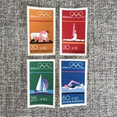 186 【未使用：海外切手(ドイツ)】 1972ミュンヘンオリンピック4種完