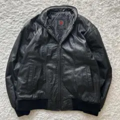 希少✨Leather Jacket ブラック　ライダース　a-2 本革　リブ