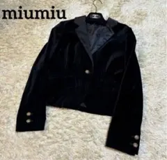 MIU MIU 金ボタン ベロア テーラード ジャケット 黒 20年代Y2Kのサムネイル