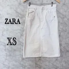 ZARA デニムスカート 白 ホワイト ミニスカート タイト シンプルXSサイズ