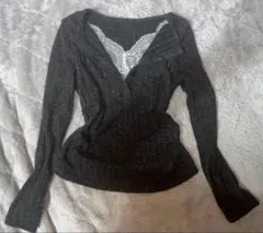 グレー Vネック レース ダークコア グランジ ダークコケット y2k