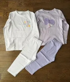 パジャマセット 146cm ホワイト・ラベンダー