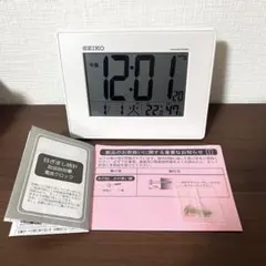 SEIKO セイコー 電波置時計 目ざまし時計 デジタル時計 ホワイト シンプル