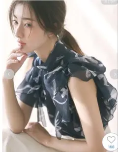 SNIDELリボンスリーブオーガンシースルーブラウス