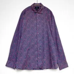 BLUE EARTH 花柄 総柄シャツ 4L ビッグサイズ ゆったり 長袖 古着