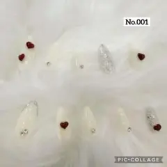 ハート付きホワイトネイルチップセット